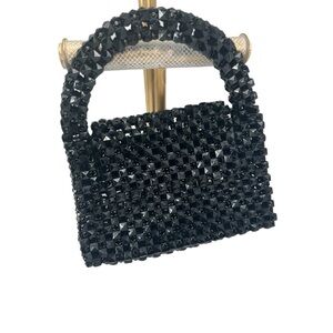 Chic Black Beaded Clutch